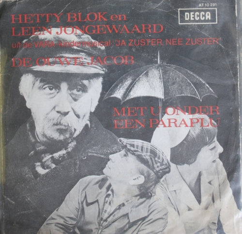Hetty Blok En Leen Jongewaard - De Ouwe Jacob Vinyl Singles Vinyl Very Good (VG) <br> Hoes Good Plus (G+)