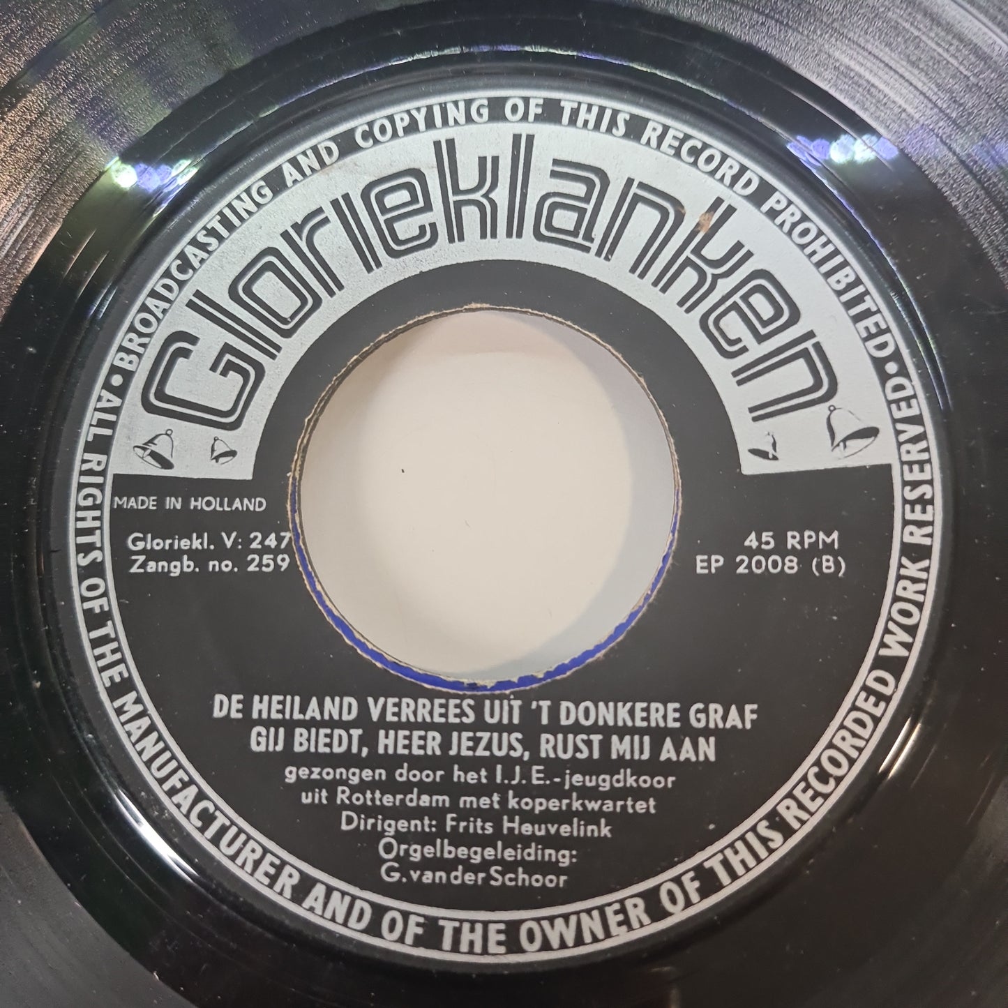 I.J.E. Jeugdkoor - De Heiland Verrees Uit ‘t Donkere Graf Vinyl Singles Vinyl Very Good (VG) <br> Hoes Generic