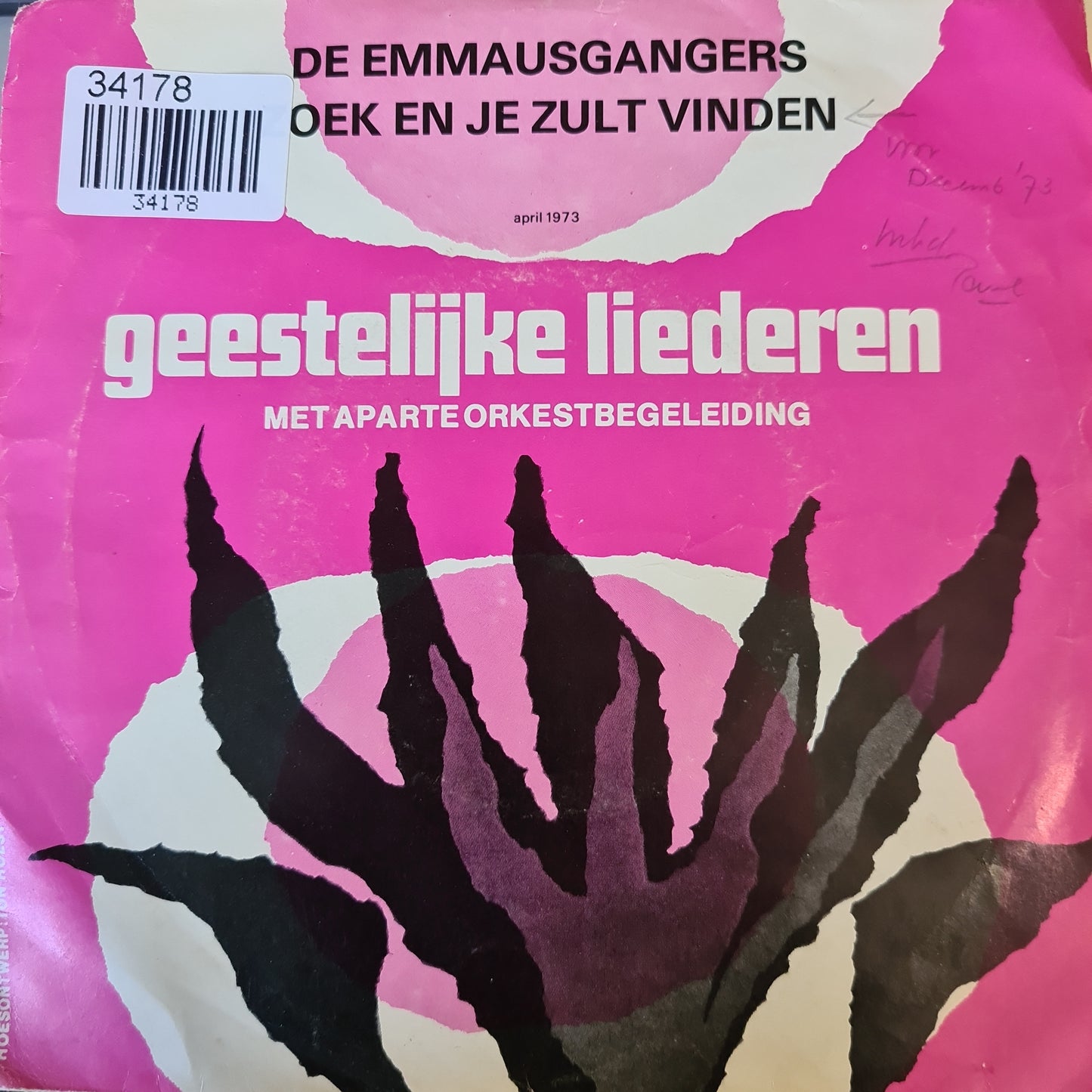 Unknown Artist - De Emmausgangers Vinyl Singles Vinyl Very Good (VG) <br> Hoes Good Plus (G+)