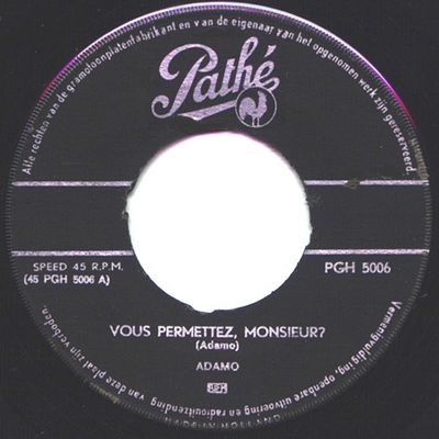 Adamo - Vous Permettez, Monsieur? Vinyl Singles Vinyl (VG) <br> Hoes (G+)