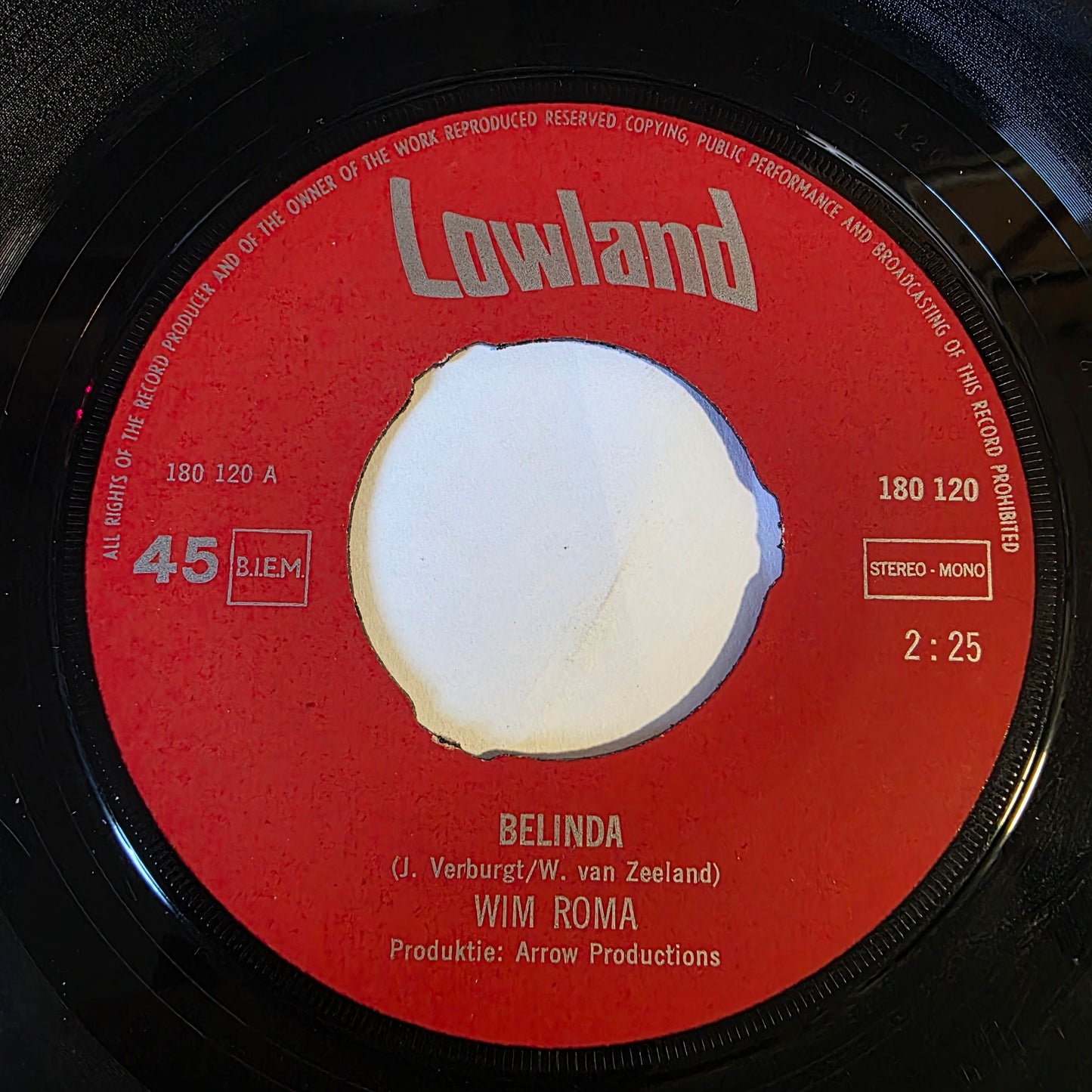 Wim Roma - Belinda Vinyl Singles Vinyl Zeer Goed / Hoesje Generic "VINYLSINGLES.NL"