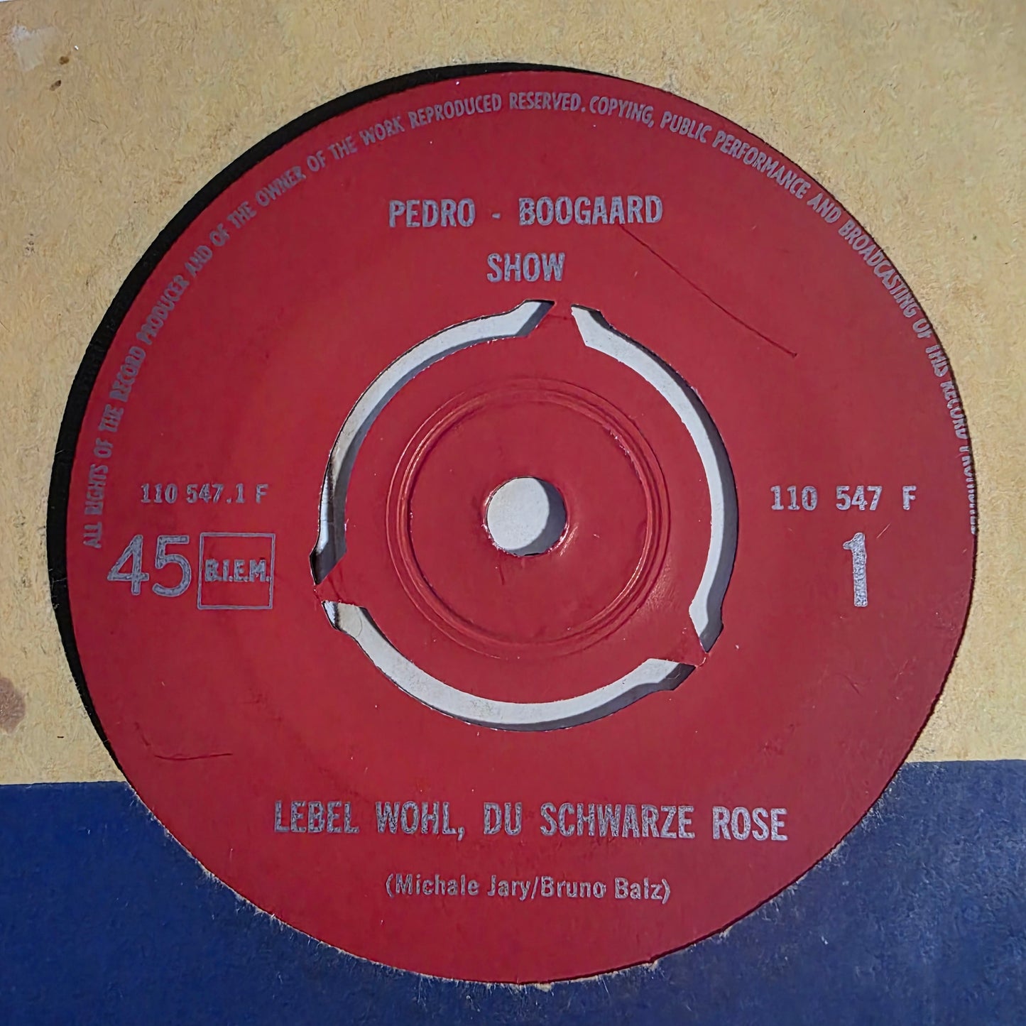 Pedro Carillo - Lebe Wohl Du Schwarze Rose Vinyl Singles Vinyl Zeer Goed / Hoesje Goed "VINYLSINGLES.NL"