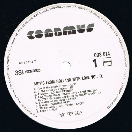 Various – Music From Holland With Love Vol. 9 (LP) Vinyl LP Vinyl Zeer Goed / Hoesje Goed "VINYLSINGLES.NL"