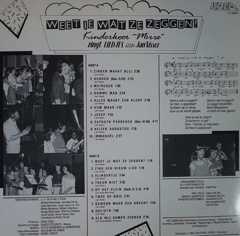 Kinderkoor Mirre - Weet Je Wat Ze Zeggen? (LP) Vinyl LP Vinyl Very Good (VG) <br> Hoes Good Plus (G+)