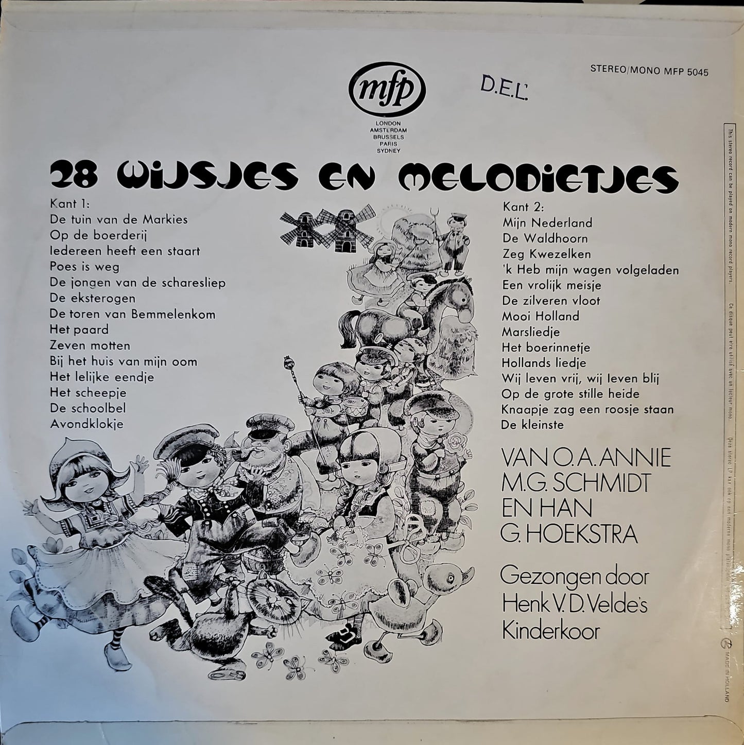 Henk Van Der Velde's Kinderkoor - 28 Wijsjes En Melodietjes (LP) Vinyl LP Vinyl Very Good (VG) <br> Hoes Good Plus (G+)