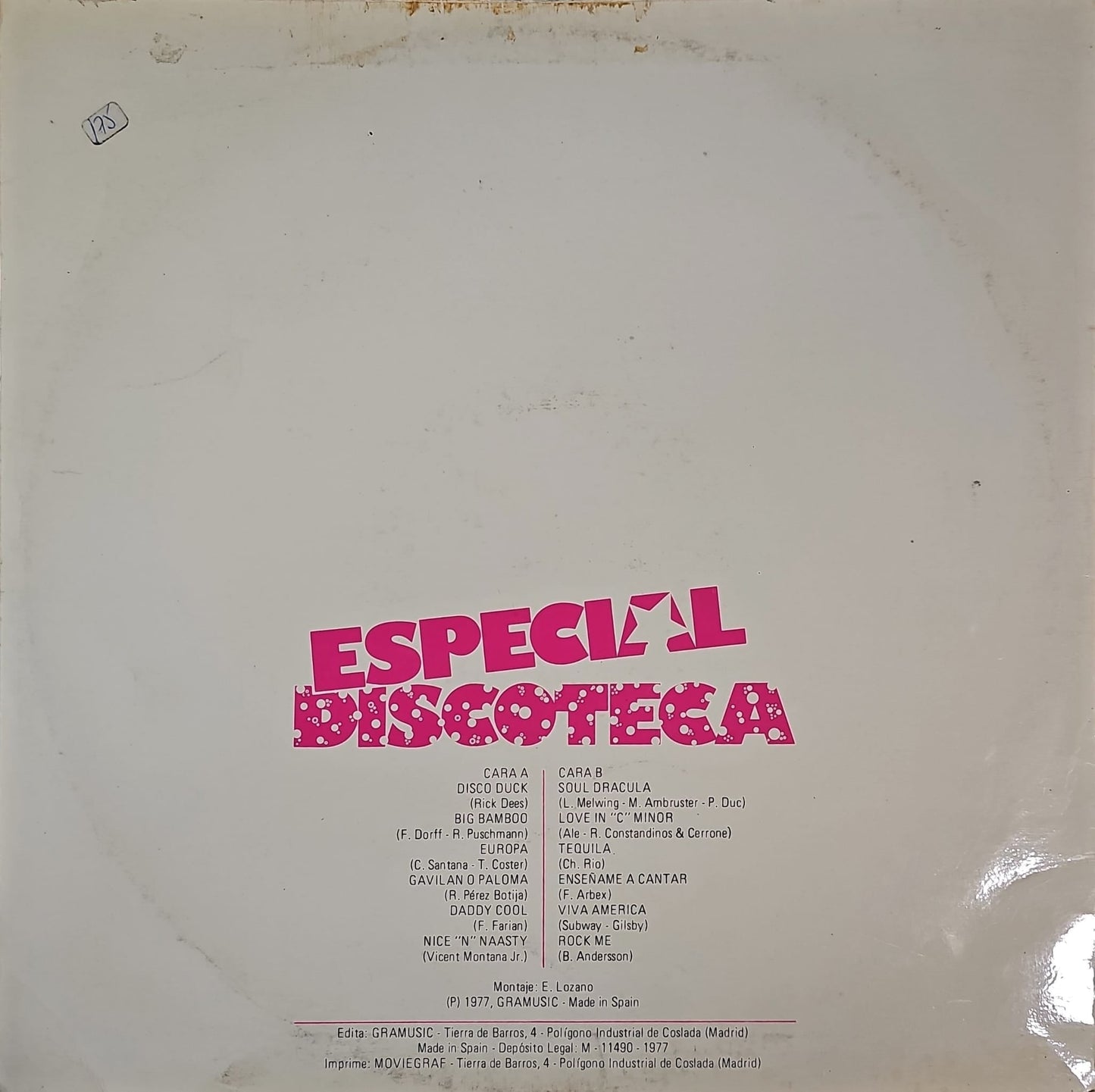Unknown Artist - Especial Discoteca (LP) Vinyl LP Vinyl Very Good (VG) <br> Hoes Good Plus (G+)