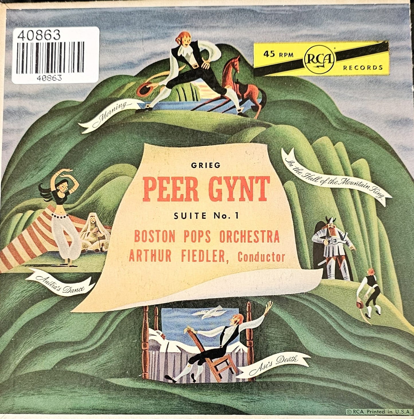 Boston Pops Orchestra - Grieg Peer Gynt Suit No * Vinyl Singles EP Vinyl Very Good (VG) <br> Hoes Good Plus (G+)
