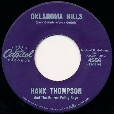 Hank Thompson And His Brazos Valley Boys - Oklahoma Hills Vinyl Singles Vinyl Zeer Goed / Hoesje Generic "VINYLSINGLES.NL"