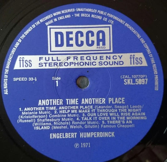 Engelbert Humperdinck - Another Time, Another Place (LP) Vinyl LP Vinyl Zeer Goed / Hoesje Goed "VINYLSINGLES.NL"