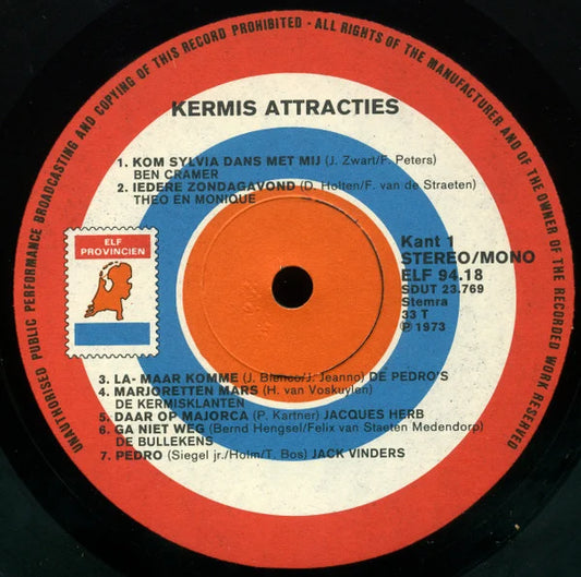 Various - Kermisattrakties 2 (LP) Vinyl LP Vinyl Zeer Goed / Hoesje Goed "VINYLSINGLES.NL"