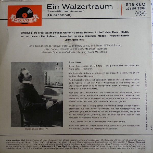Various – Ein Walzertraum Vinyl Singles EP Vinyl Very Good (VG) <br> Hoes Good Plus (G+)