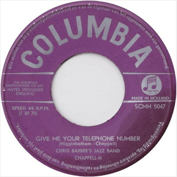 Chris Barber's Jazz Band - Hiawatha Rag Vinyl Singles Vinyl Very Good (VG) <br> Hoes Generic