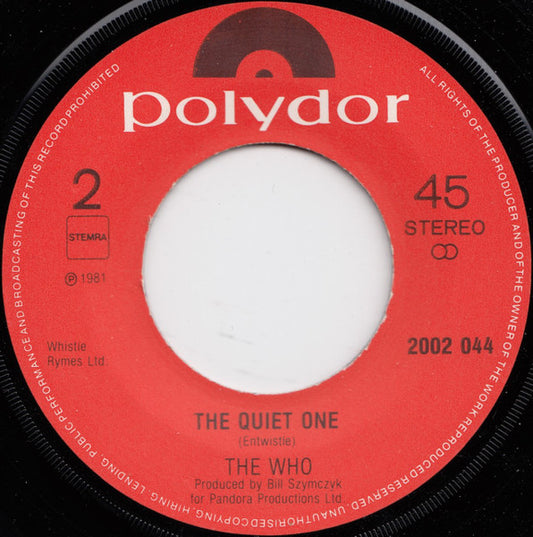 Who - You Better You Bet Vinyl Singles Vinyl Zeer Goed / Hoesje Generic "VINYLSINGLES.NL"