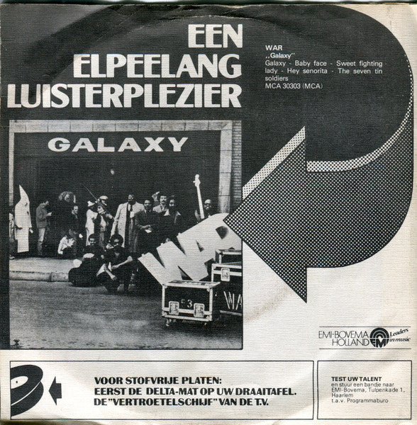 War - Galaxy Vinyl Singles Vinyl Very Good (VG) <br> Hoes Good Plus (G+)