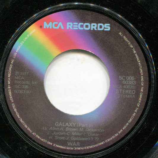 War - Galaxy Vinyl Singles Vinyl Zeer Goed / Hoesje Generic "VINYLSINGLES.NL"