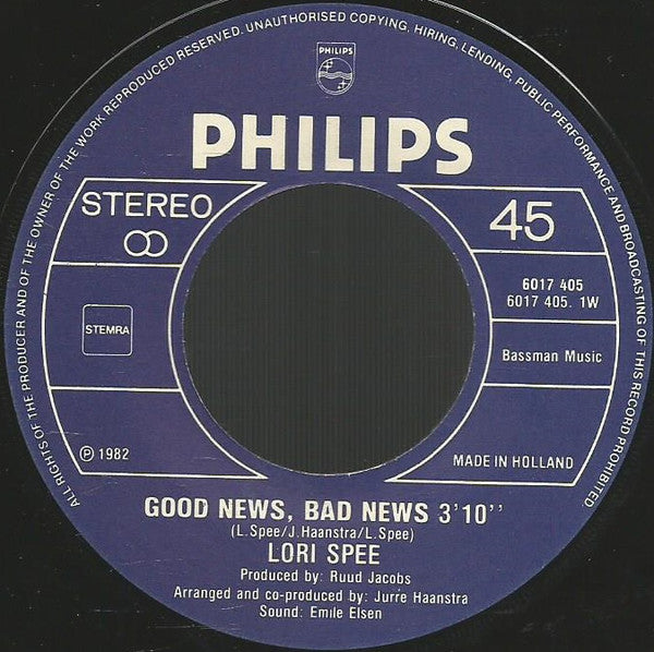 Lori Spee - Good News Bad News Vinyl Singles Vinyl Very Good (VG) <br> Hoes Generic