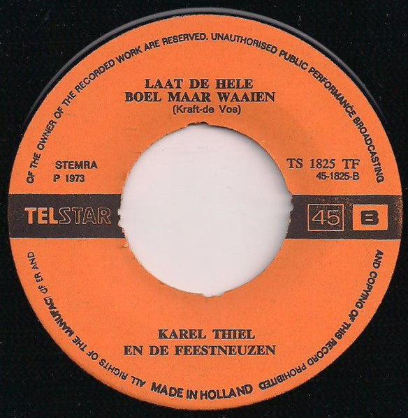 Karel Thiel En De De Feestneuzen - Ba-, Ba- Barend Vinyl Singles Vinyl Very Good (VG) <br> Hoes Good Plus (G+)