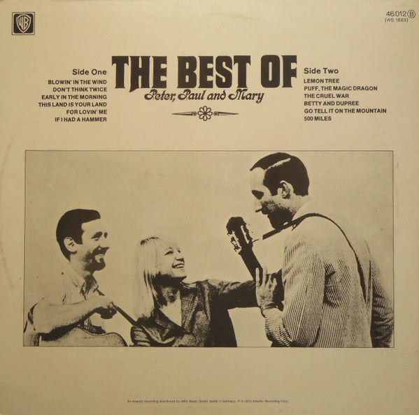 Peter, Paul & Mary - The Best Of Peter, Paul And Mary (LP) Vinyl LP Vinyl Very Good (VG) <br> Hoes Good Plus (G+)