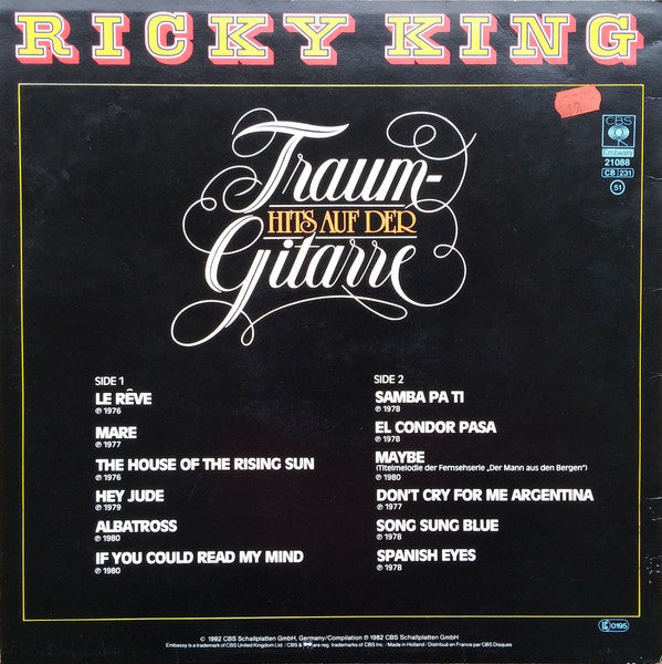 Ricky King - Traum- Hits Auf Der Gitarre (LP) Vinyl LP Vinyl Very Good (VG) <br> Hoes Good Plus (G+)