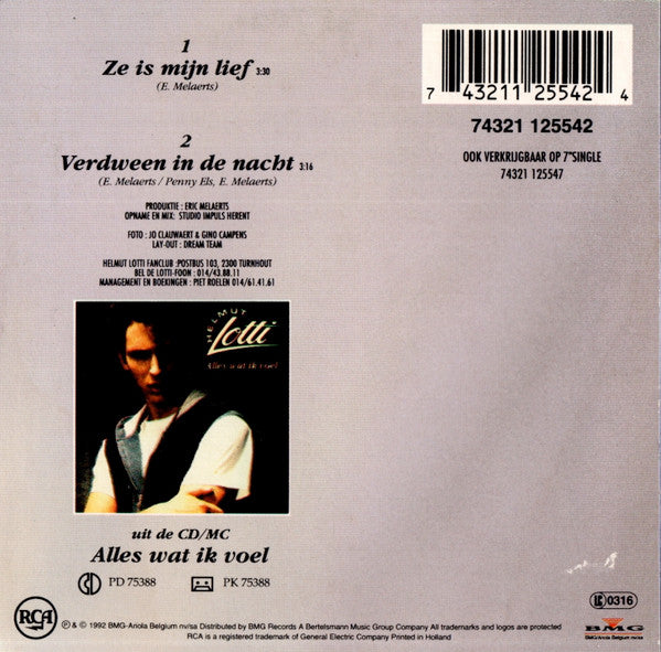 Helmut Lotti - Ze Is Mijn Lief Vinyl Singles Vinyl Very Good (VG) <br> Hoes Good Plus (G+)