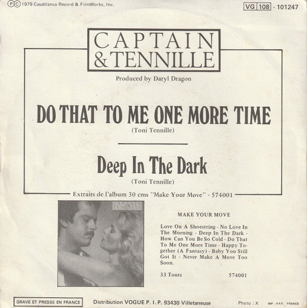 Captain And Tennille - Do That To Me One More Time Vinyl Singles Vinyl Very Good (VG) <br> Hoes Good Plus (G+)