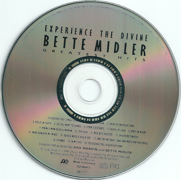 Bette Midler - Experience The Divine (Greatest Hits) (CD) Compact Disc Goede Staat