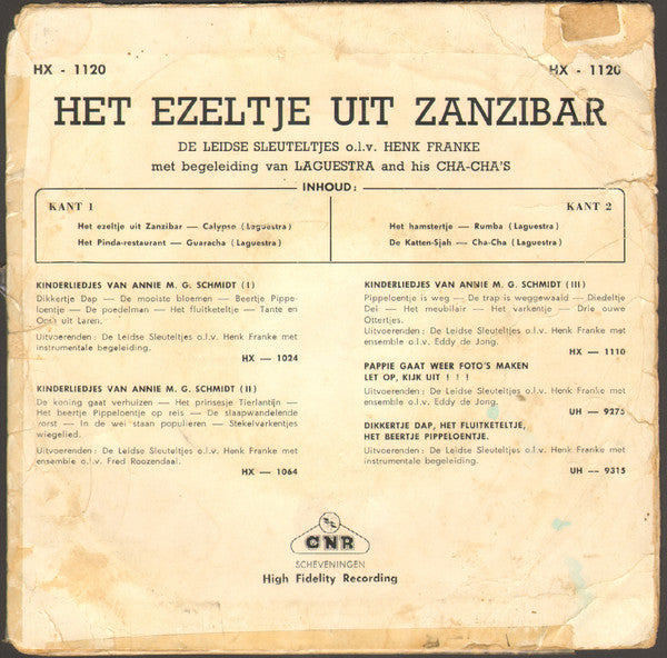 Leidse Sleuteltjes O.l.v. Henk Franke - Het Ezeltje Uit Zanzibar 39903 Vinyl Singles Vinyl Very Good (VG) <br> Hoes Good Plus (G+)