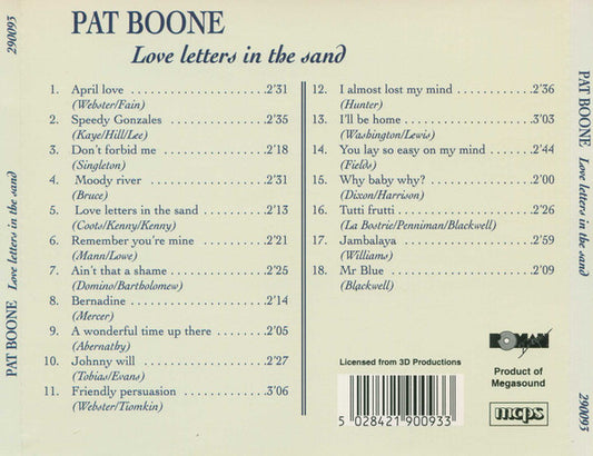 Pat Boone - Love Letters In The Sand (CD) Compact Disc Vinyl Zeer Goed / Hoesje Goed "VINYLSINGLES.NL"