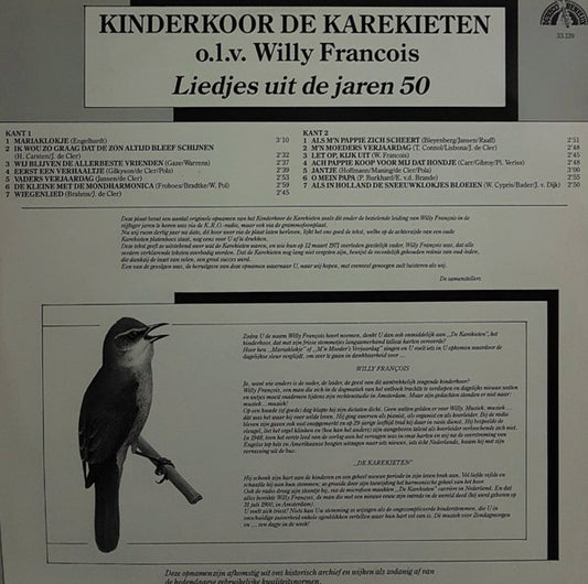 Kinderkoor De Karekieten - Liedjes Uit De Jaren 50 (LP) Vinyl LP Vinyl Zeer Goed / Hoesje Goed "VINYLSINGLES.NL"