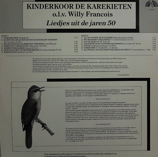 Kinderkoor De Karekieten o.l.v. Willy François - Liedjes Uit De Jaren 50 (LP)