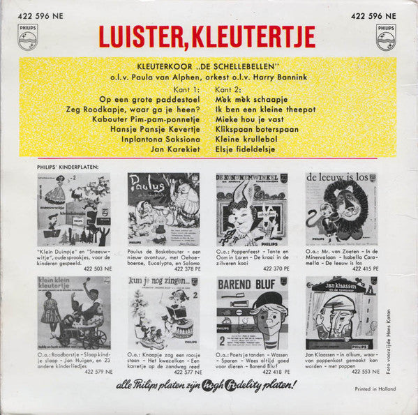 Schellebellen - Luister, Kleutertje Vinyl Singles Vinyl Very Good (VG) <br> Hoes Good Plus (G+)