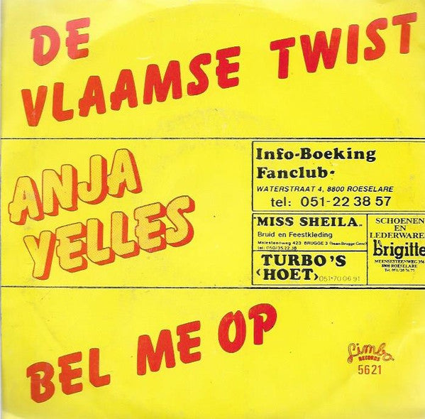 Anja Yelles - De Vlaamse Twist 17844 Vinyl Singles Vinyl Very Good (VG) <br> Hoes Good Plus (G+)