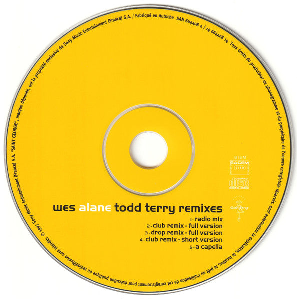 Wes - Alane (Todd Terry Remixes) (CD) Compact Disc Single Goede Staat
