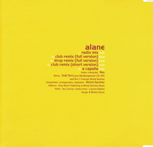 Wes - Alane (Todd Terry Remixes) (CD) Compact Disc Goede Staat "VINYLSINGLES.NL"