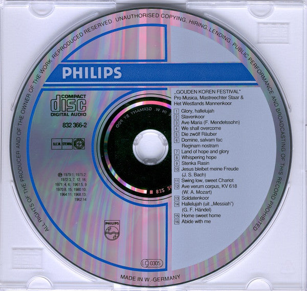 Mastreechter Staar, Pro Musica Bussum & Westlands Mannenkoor (CD) Compact Disc Vinyl Very Good (VG) <br> Hoes Good Plus (G+)