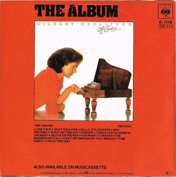 Gilbert O'Sullivan - Can't Get Enough Of You Vinyl Singles Vinyl Very Good (VG) <br> Hoes Good Plus (G+)