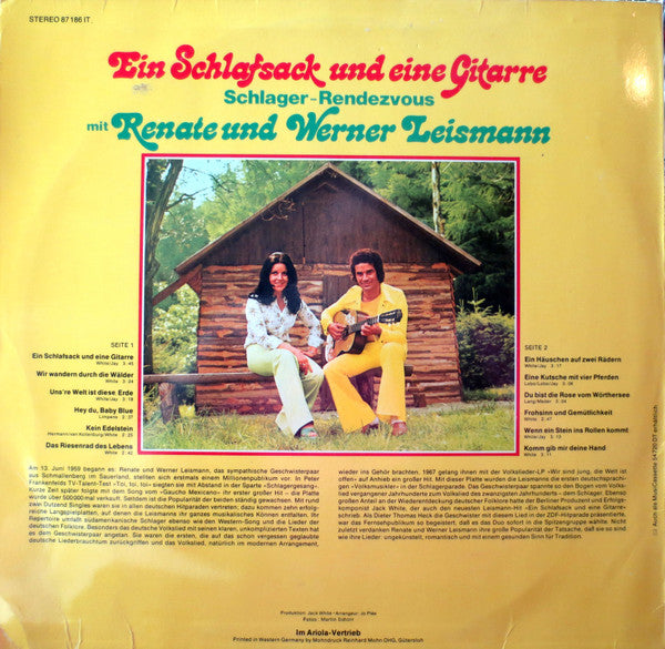 Renate Und Werner Leismann - Ein Schlafsack Und Eine Gitarre (LP) Vinyl LP Vinyl Very Good (VG) <br> Hoes Good Plus (G+)