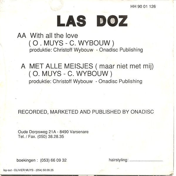 Las Doz - With All The Love Vinyl Singles Vinyl Very Good (VG) <br> Hoes Good Plus (G+)