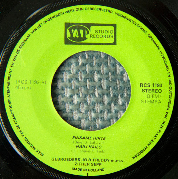 Gebroeders Jo en Freddy – Schifahrer Wals Vinyl Singles Vinyl Very Good (VG) <br> Hoes Good Plus (G+)