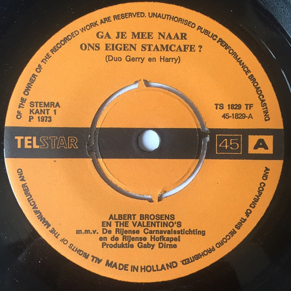 Albert Brosens - Ga Je Mee Naar Ons Eigen Stamcafe? Vinyl Singles