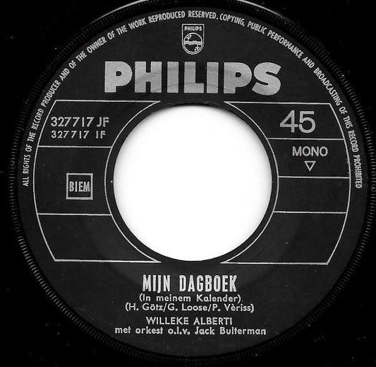 Willeke Alberti - Mijn Dagboek 28142 Vinyl Singles Vinyl Zeer Goed / Hoesje Generic "VINYLSINGLES.NL"