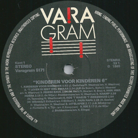 Kinderen voor Kinderen - Kinderen Voor Kinderen 6 (LP) Vinyl LP Vinyl Zeer Goed / Hoesje Goed "VINYLSINGLES.NL"
