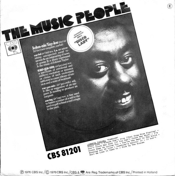 Johnnie Taylor - Disco Lady Vinyl Singles Vinyl Very Good (VG) <br> Hoes Good Plus (G+)