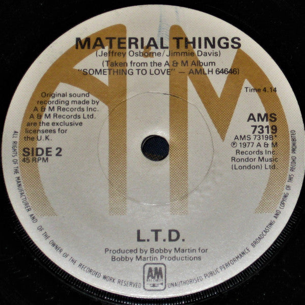 L.T.D. - Back In Love Vinyl Singles Vinyl Very Good (VG) <br> Hoes Generic