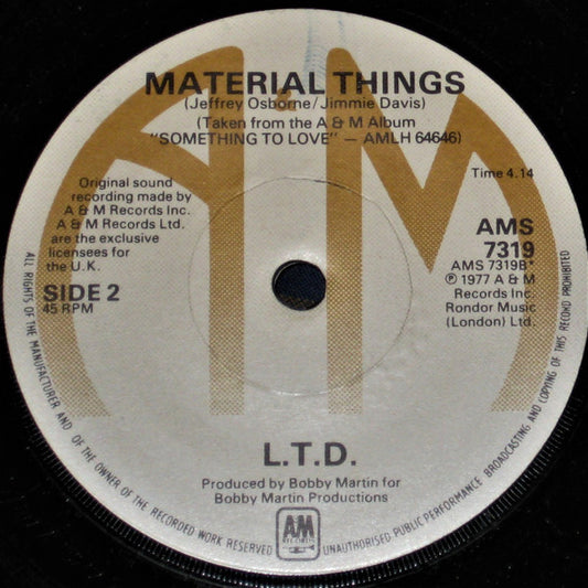 L.T.D. - Back In Love Vinyl Singles Vinyl Zeer Goed / Hoesje Generic "VINYLSINGLES.NL"