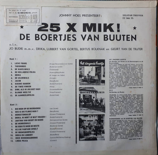 Boertjes van Buuten - 25x Mik (LP) (B-Keus) Vinyl LP Vinyl Zeer Goed / Hoesje Goed "VINYLSINGLES.NL"