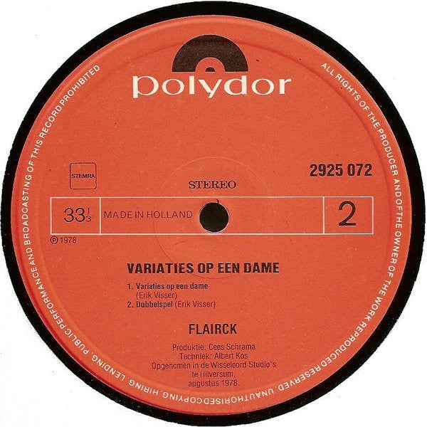 Flairck - Variaties Op Een Dame (LP) Vinyl LP Vinyl Very Good (VG) <br> Hoes Good Plus (G+)
