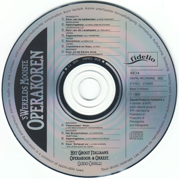 Groot Italiaans Operakoor En - 's Werelds Mooiste Operakoren (CD) Compact Disc Vinyl Very Good (VG) <br> Hoes Good Plus (G+)
