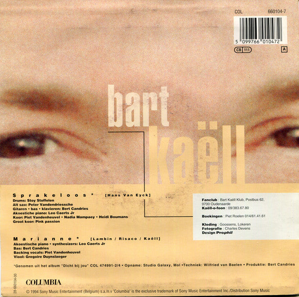 Bart Kaëll - Sprakeloos Vinyl Singles Vinyl Very Good (VG) <br> Hoes Good Plus (G+)