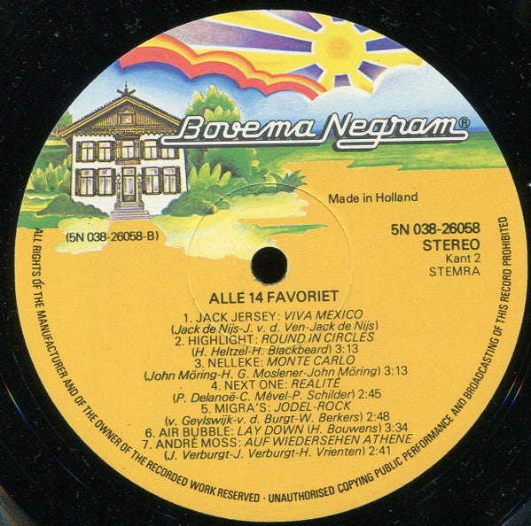 Various - Alle 14 Favoriet (LP) Vinyl LP Vinyl Very Good (VG) <br> Hoes Good Plus (G+)